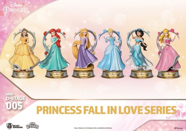 Lot de 6 Figuren Disney-Prinzessinnen „Fall in Love“-Serie – Disney Mini D-Stage