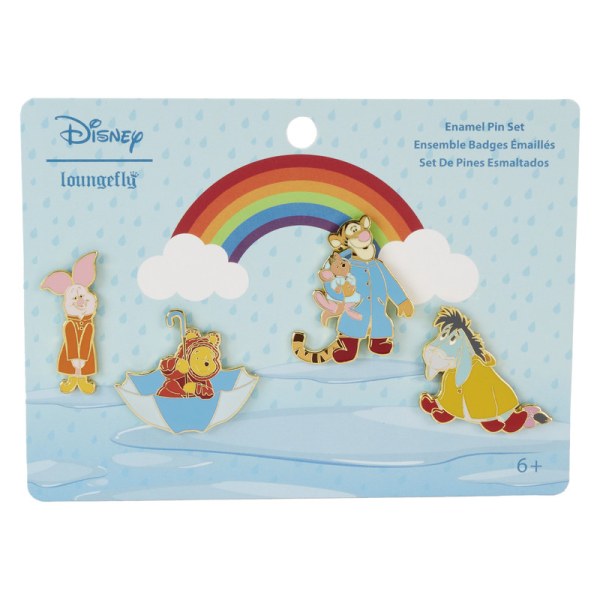 4er-Set Pin's Winnie und ihre Freunde rutschen an einem regnerischen Tag – Disney