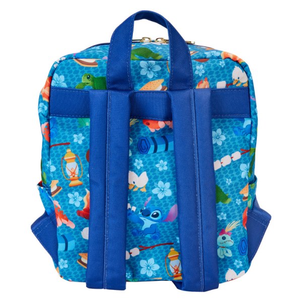 Stitch Camping Cuties Quadratischer Mini-Rucksack aus Nylon mit durchgehendem Print - DISNEY LOUNGEFLY