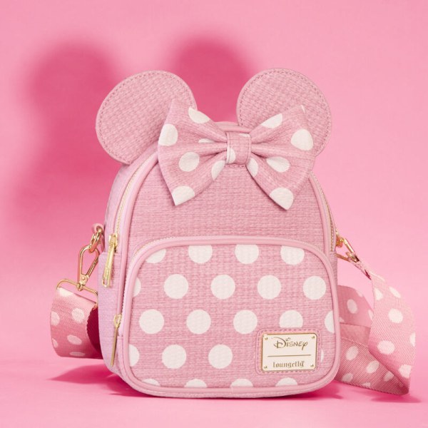 Wandelbarer Mini-Rucksack und Umhängetasche mit gewebter Minnie-Textur – DISNEY LOUNGEFLY