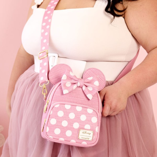 Wandelbarer Mini-Rucksack und Umhängetasche mit gewebter Minnie-Textur – DISNEY LOUNGEFLY