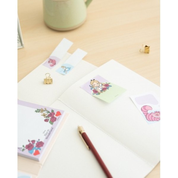 KLEBENOTIZIERTES NOTIZBUCH - DISNEY ALICE IM WUNDERLAND
