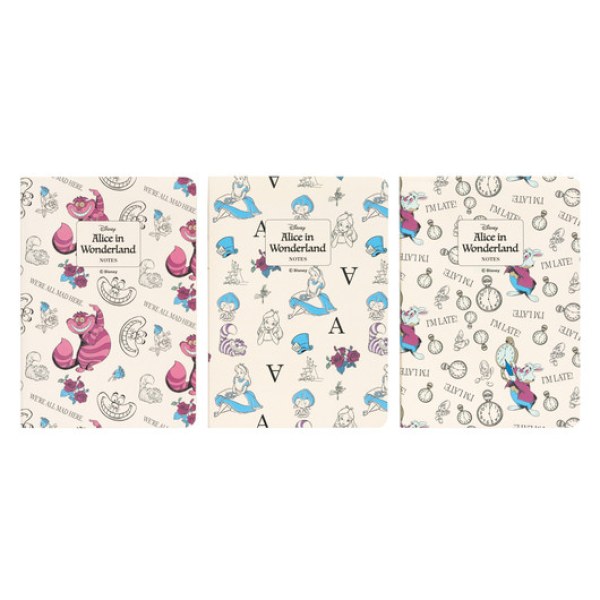 PACK 3 A6 NOTIZBÜCHER - DISNEY ALICE IM WUNDERLAND
