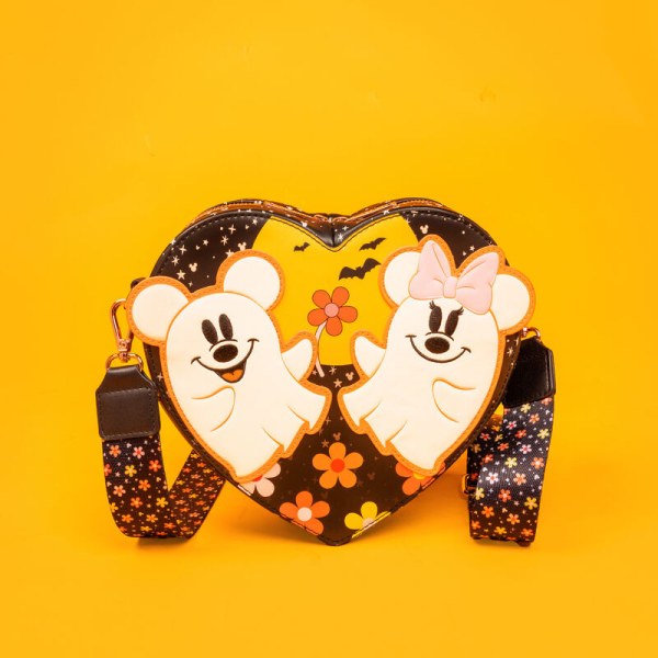 Umhängetasche mit leuchtendem Mickey- und Minnie-Geistermotiv und Herzmotiv - DISNEY LOUNGEFLY