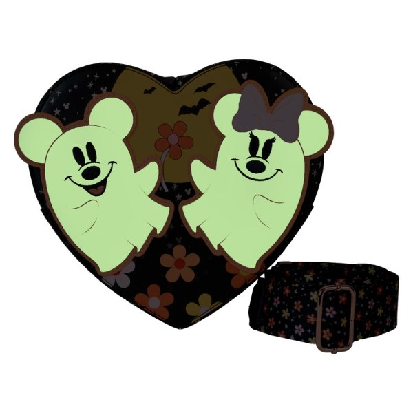 Umhängetasche mit leuchtendem Mickey- und Minnie-Geistermotiv und Herzmotiv - DISNEY LOUNGEFLY