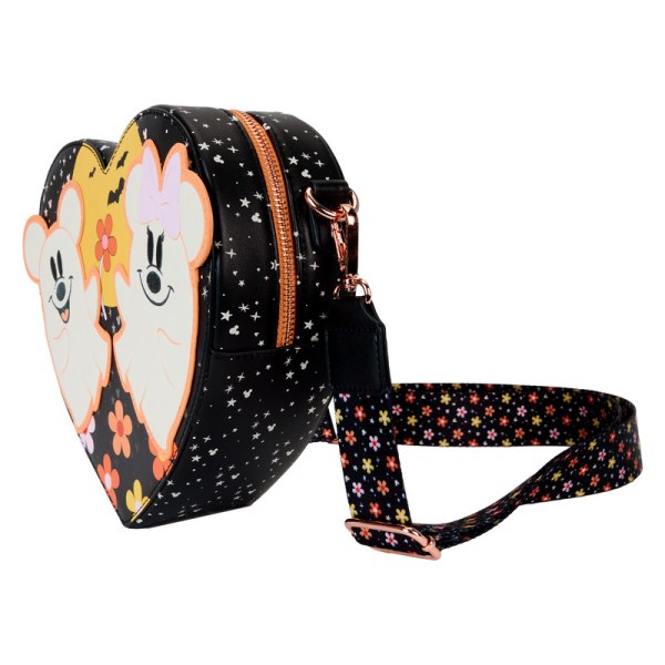 Umhängetasche mit leuchtendem Mickey- und Minnie-Geistermotiv und Herzmotiv - DISNEY LOUNGEFLY