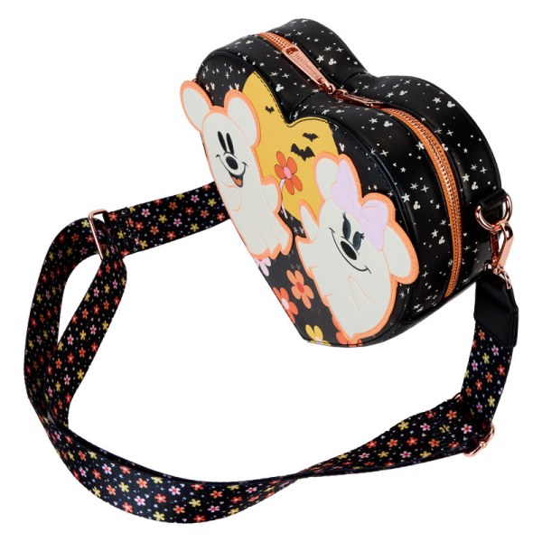 Umhängetasche mit leuchtendem Mickey- und Minnie-Geistermotiv und Herzmotiv - DISNEY LOUNGEFLY