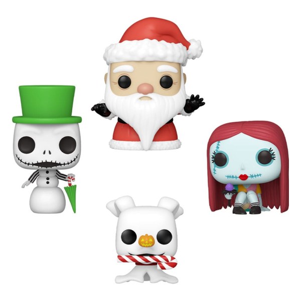 Das Weihnachten Before Weihnachten Paket mit 4 Pocket-POP-Figuren! Vinyl-Baum-Feiertag 4 cm