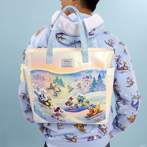 Wandelbarer Rucksack und Tragetasche „Mickey & Friends Winter Wonderland Scene“ – DISNEY LOUNGEFLY