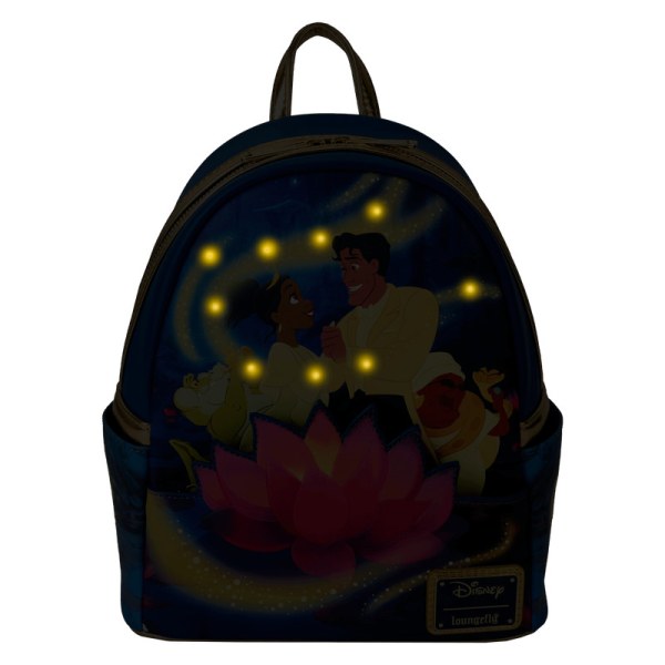 Tiana & Prinz Naveen leuchtender Mini-Rucksack – DISNEY LOUNGEFLY „Küss den Frosch“ zum 15. Jahrestag