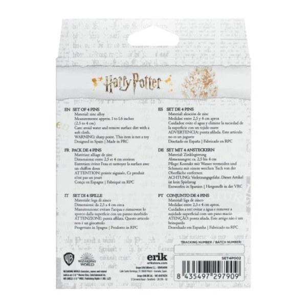 SET MIT 4 HOGWARTS-HAUSANSTECKER - HARRY POTTER