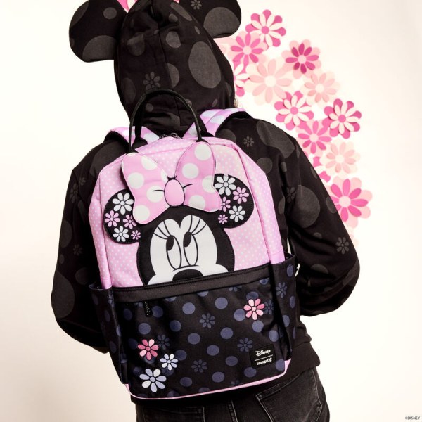 Minnie Maus Nylon-Rucksack mit Blumenmuster „Rock The Dots“ - DISNEY LOUNGEFLY