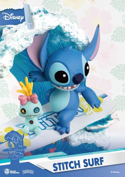 Disney Summer Series PVC- diorama D-Stage Stitch Surf 15 cm