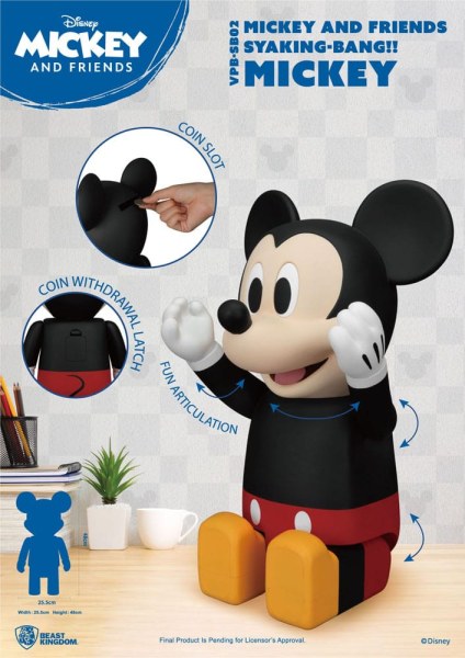 Disney Syaking Bang Mickey und Freunde Mickey Sparschwein aus Vinyl, 48 cm