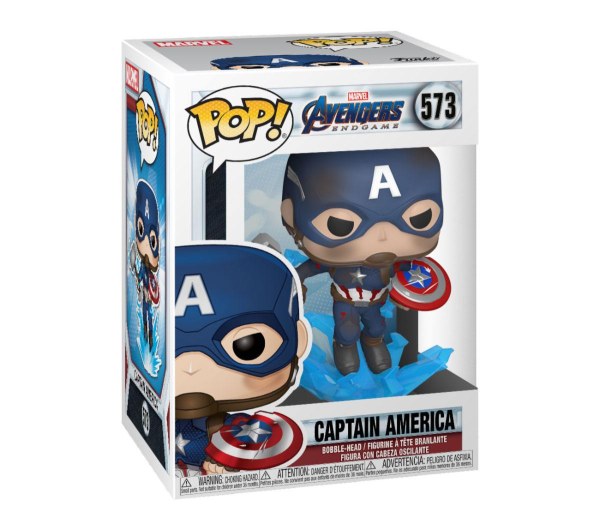 Avengers: Endgame POP! 573 Movies Vinylfigur Captain America mit Broken Shield und Mjölnir 9 cm