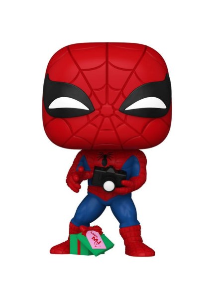Marvel POP! 1441 Vinylfigur Holiday Spiderman mit offenem Geschenk 9 cm