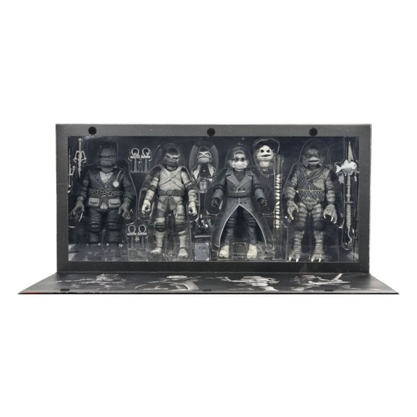 Universal Monsters x Teenage Mutant Ninja Turtles Pack 4 Turtles Schwarz-Weiß-Figuren 18 cm