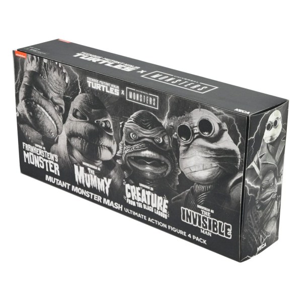 Universal Monsters x Teenage Mutant Ninja Turtles Pack 4 Turtles Schwarz-Weiß-Figuren 18 cm