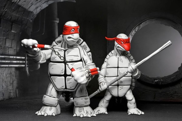 Ninja Turtles (Mirage Comics) 2er-Pack schwarz-weiße First Turtles-Figuren 18 cm