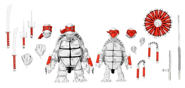 Ninja Turtles (Mirage Comics) 2er-Pack schwarz-weiße First Turtles-Figuren 18 cm