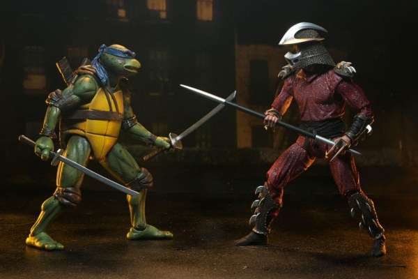 Ninja Turtles (Film 1990) Roof Top Battle Shredder vs Leo Figur 18 cm