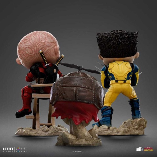 Deadpool und Wolverine -Figur Mini Co. PVC Deadpool und Wolverine Set Unmasked 14 cm