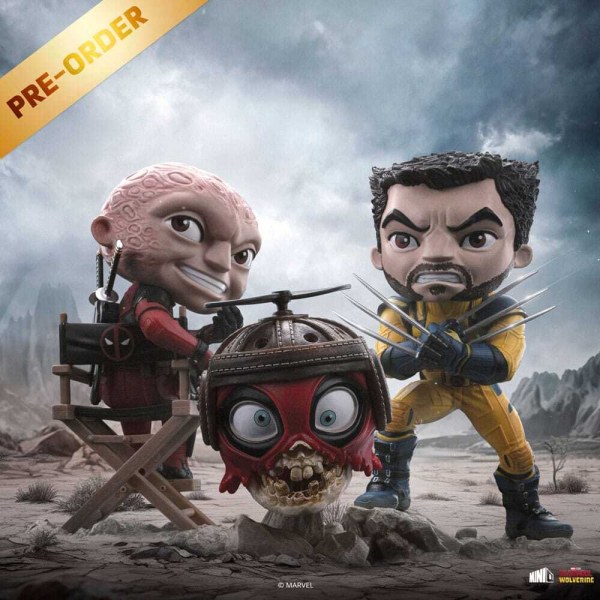 Deadpool und Wolverine -Figur Mini Co. PVC Deadpool und Wolverine Set Unmasked 14 cm