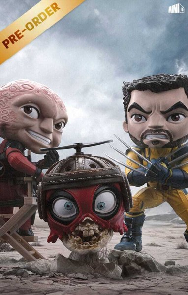 Deadpool und Wolverine -Figur Mini Co. PVC Deadpool und Wolverine Set Unmasked 14 cm