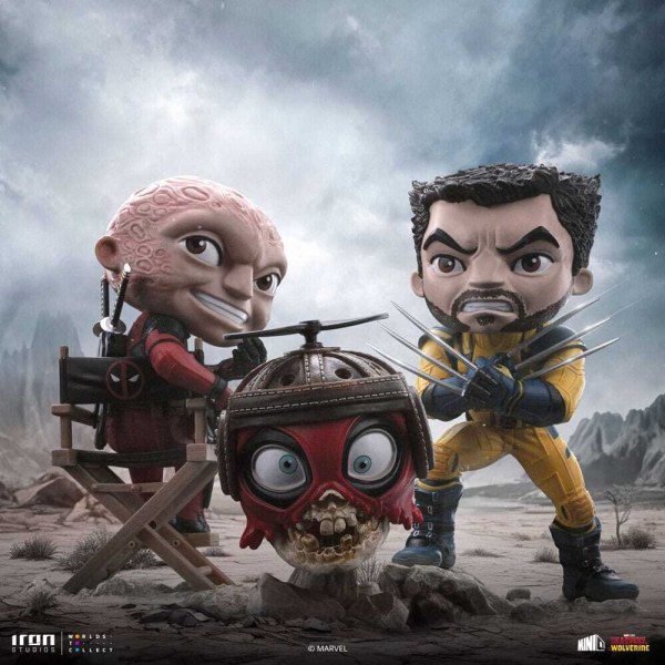 Deadpool und Wolverine -Figur Mini Co. PVC Deadpool und Wolverine Set Unmasked 14 cm