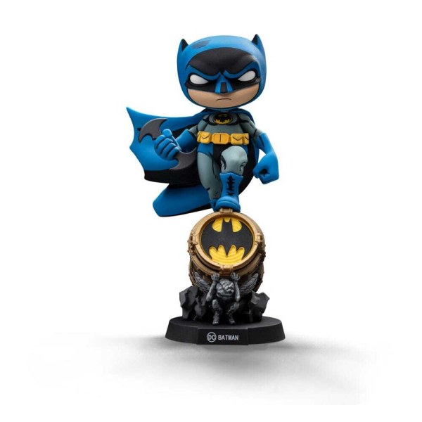 Batman-Figur Mini Co. PVC Batman auf Bat-Signal (Blaue Variante) 15 cm