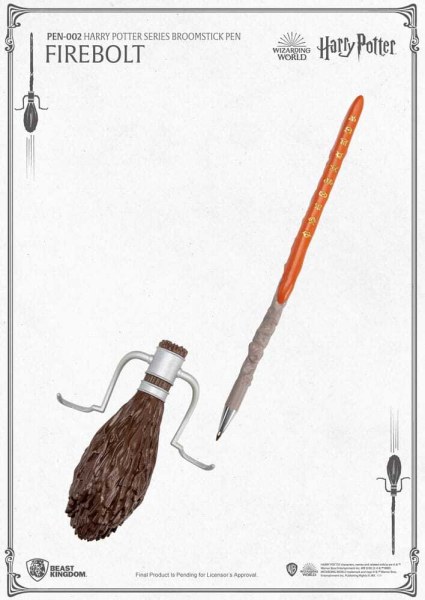 Harry Potter Kugelschreiber mit fliegendem Besen und Feuerblitz, 29 cm