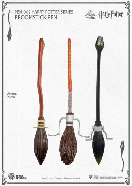 Harry Potter Kugelschreiber mit fliegendem Besen und Feuerblitz, 29 cm