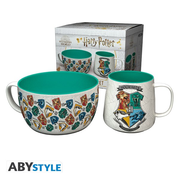 Frühstücksset: Tasse + Schüssel, Hogwarts-Häuser – Harry Potter