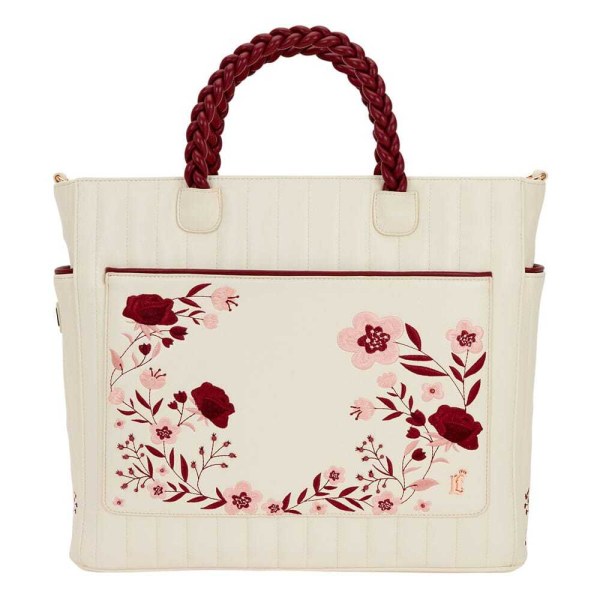 Loungefly schultertasche mit figuralem cremefarbenem und rotem Blumenmuster