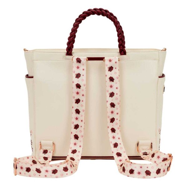 Loungefly schultertasche mit figuralem cremefarbenem und rotem Blumenmuster