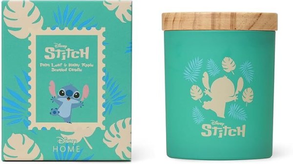 Stitch Holzkerze mit Palmenblatt und malaiischem Apfel – Disney Lilo & Stitch
