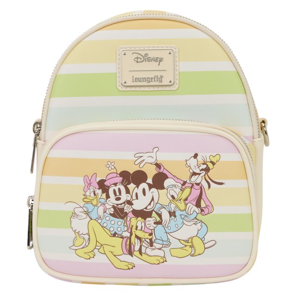 MICKEY UND SEINE FREUNDE REGENBOGENSTREIFEN VERWANDELBARER MINI-RUCKSACK & UMHÄNGETASCHE- DISNEY LOUNGEFLY