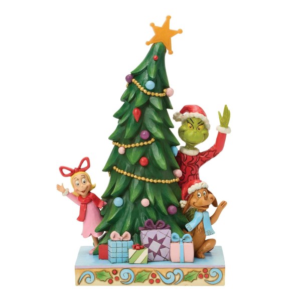 Grinch, Cindy und Max lugen aus dem LED-Baum hervor – JIM SHORE GRINCH