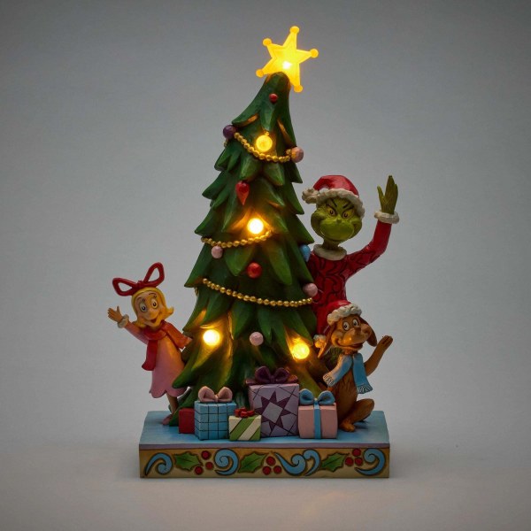Grinch, Cindy und Max lugen aus dem LED-Baum hervor – JIM SHORE GRINCH