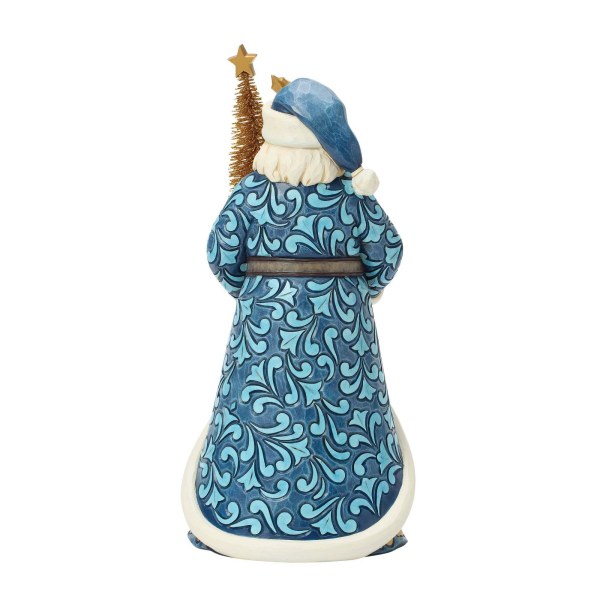 Blauer und goldener Weihnachtsmann mit goldenem Sisalbaum – Heartwood Creek