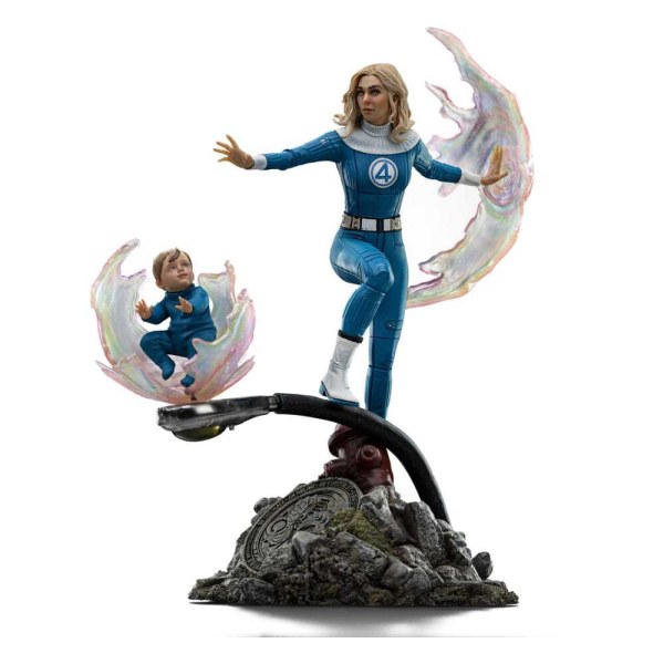 Fantastic Four-Statuette im Maßstab 1:10, Art Scale: Unsichtbare Frau und Franklin, 28 cm