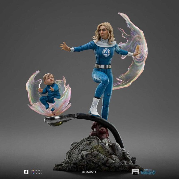 Fantastic Four-Statuette im Maßstab 1:10, Art Scale: Unsichtbare Frau und Franklin, 28 cm