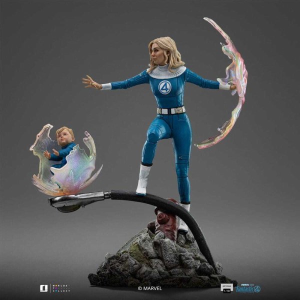 Fantastic Four-Statuette im Maßstab 1:10, Art Scale: Unsichtbare Frau und Franklin, 28 cm