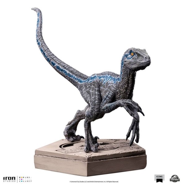 Jurassic World Icons Statuette Velociraptor Blau 9 cm