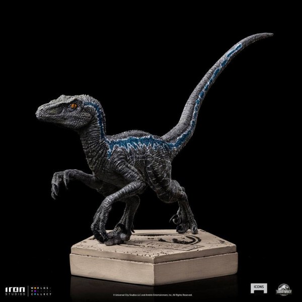 Jurassic World Icons Statuette Velociraptor Blau 9 cm
