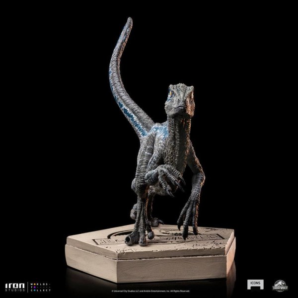 Jurassic World Icons Statuette Velociraptor Blau 9 cm