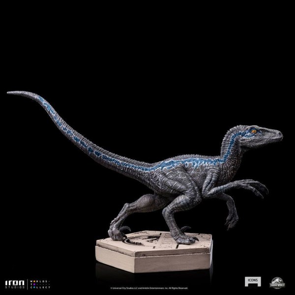 Jurassic World Icons Statuette Velociraptor Blau 9 cm