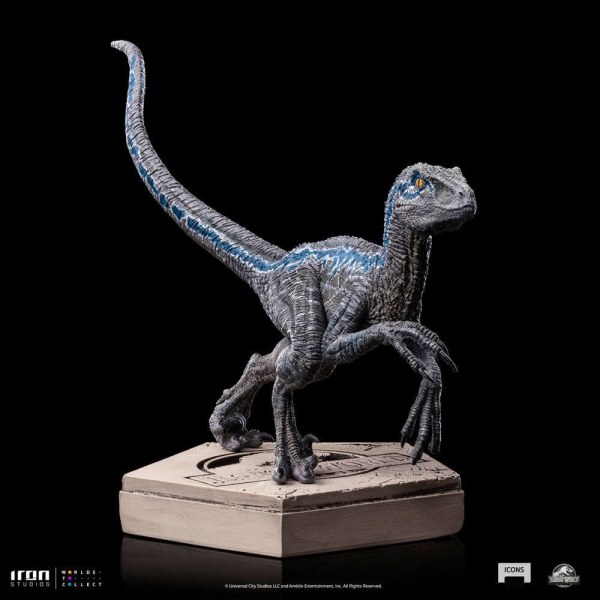 Jurassic World Icons Statuette Velociraptor Blau 9 cm