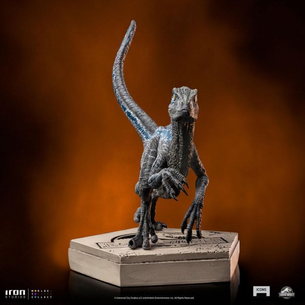 Jurassic World Icons Statuette Velociraptor Blau 9 cm