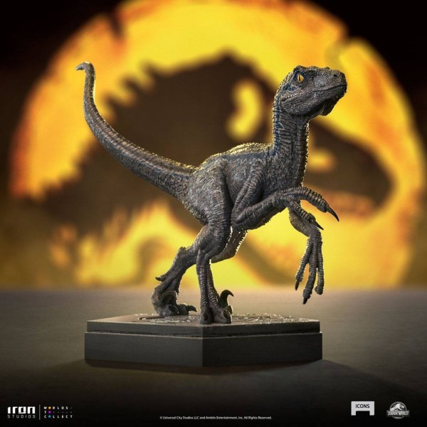 Jurassic World Icons Statuette Velociraptor Blau 9 cm